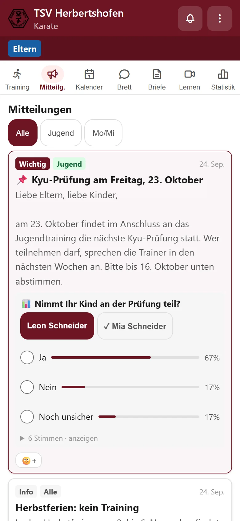 Umfrage, bei der die Mutter für jedes Kind einzeln abstimmt