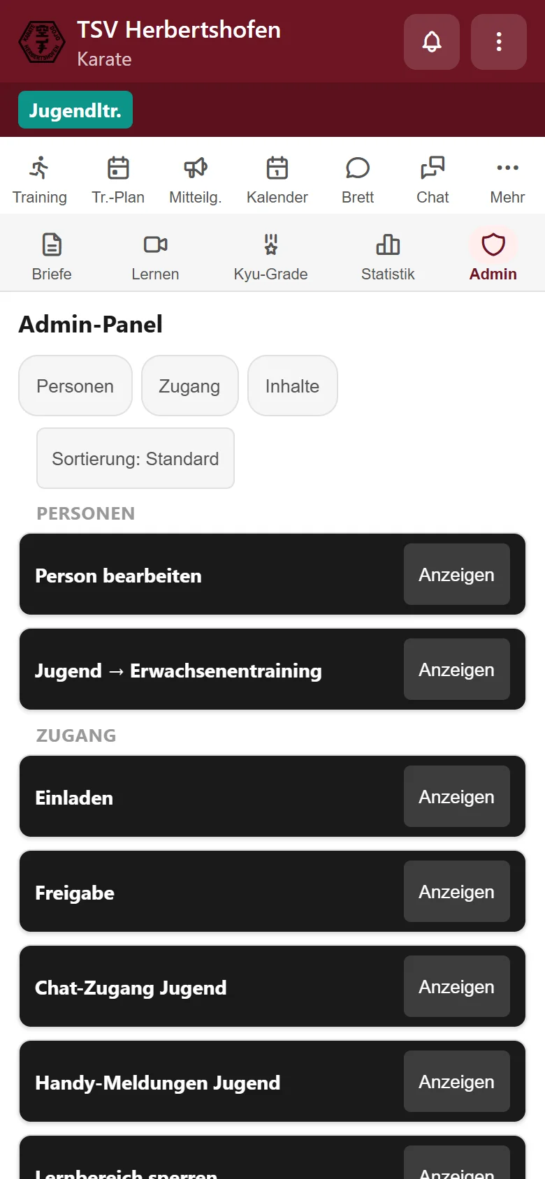 Verwaltungsbereich der Jugendleitung